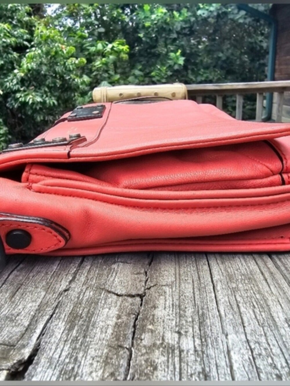 Rag & Bone Large Leather Pilot Clutch Crossbody Bag Red Coral - Picture 12 of 15